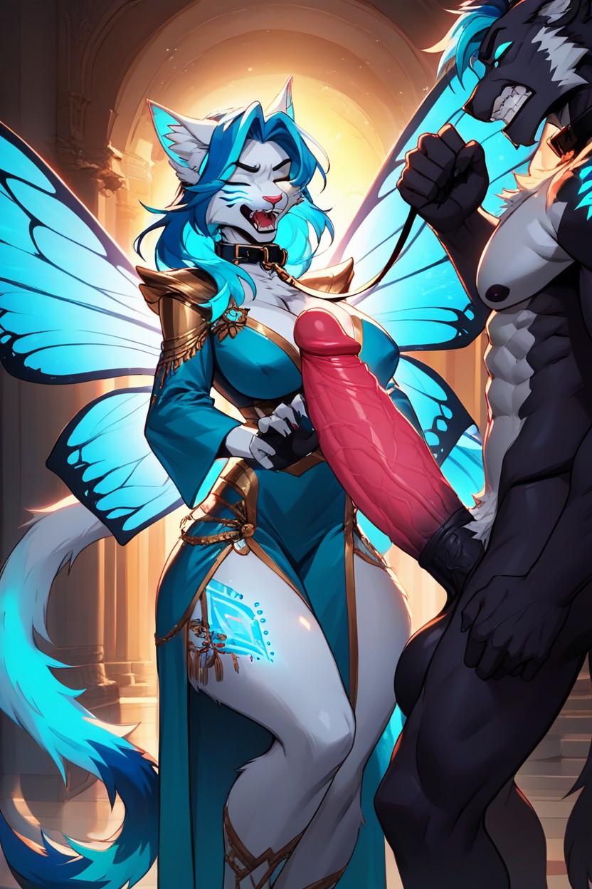 Clenched Teeth, Shocked, Medium Length Furry AI Porn