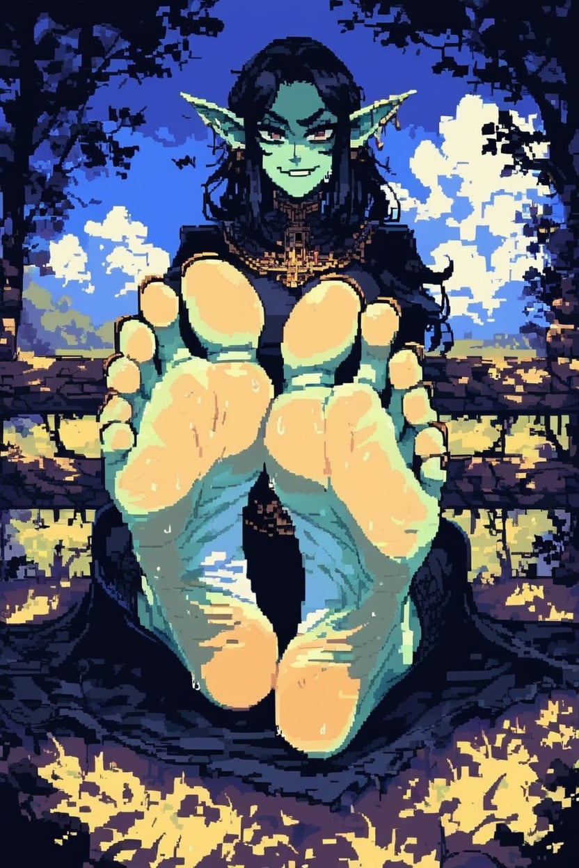 Grinning, Medium Ass, Toenail Polish AI Porn
