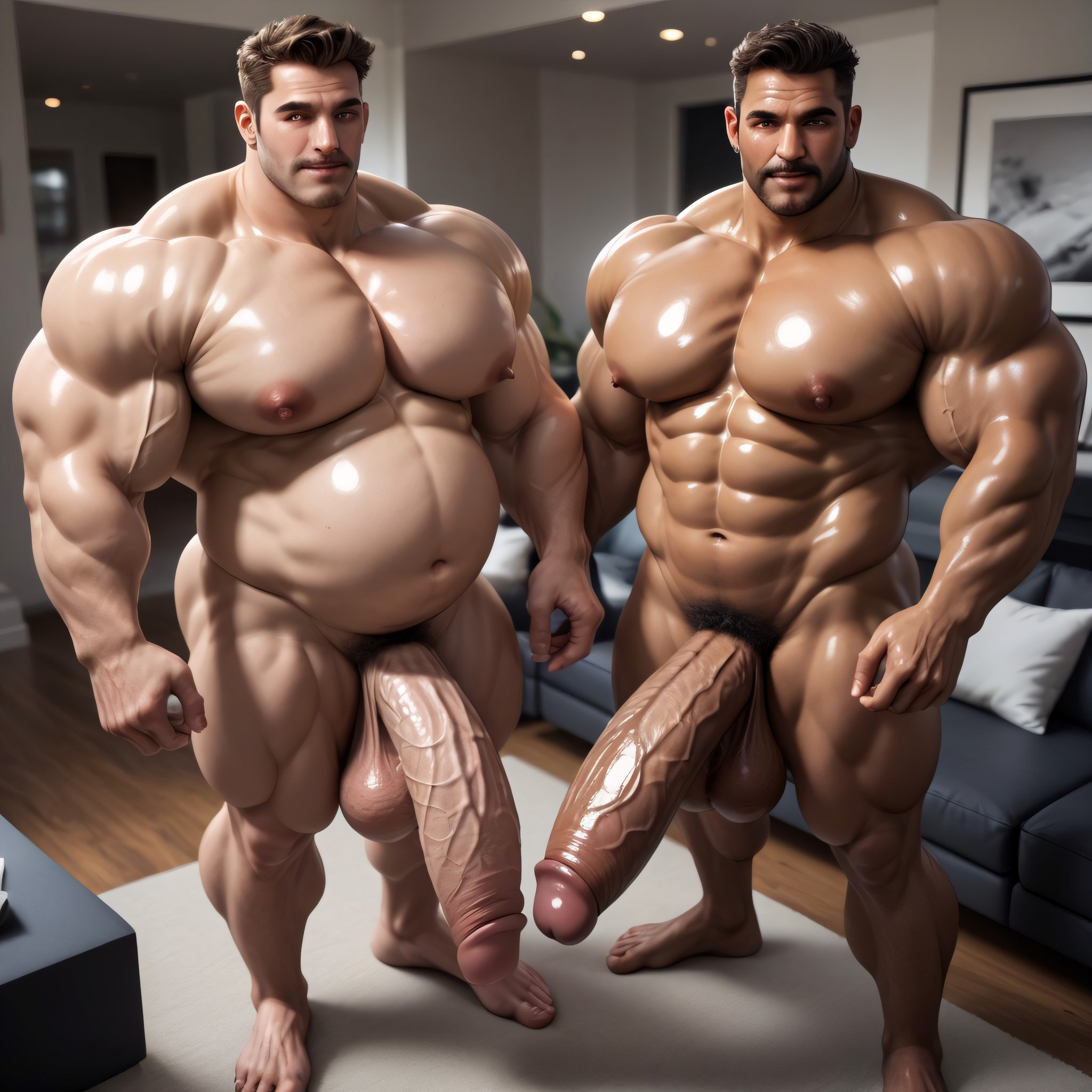 Blushing, Brown Hair, Hyper Cocks AI Gay Porn