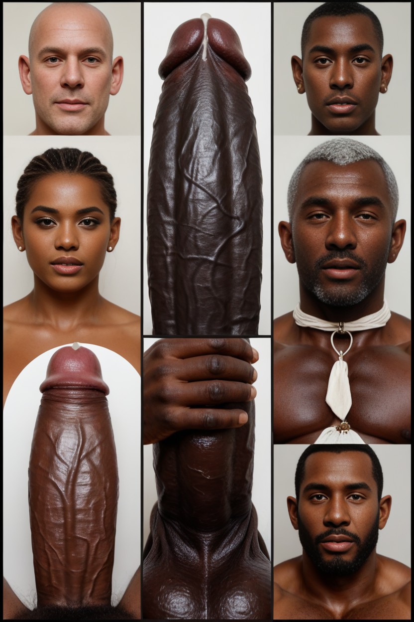 African, Absurdly Large Penis, Close Up Of An Erect Penis With Enormous Veiny Testicles AI Gay Porn