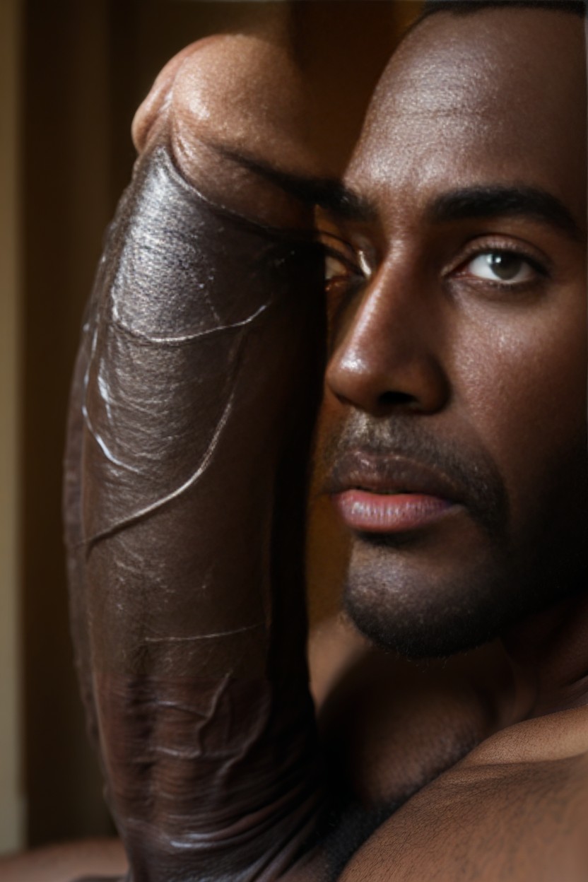 Thick Glans, Humongous Black Penis, Extreme Close Up AI Gay Porn