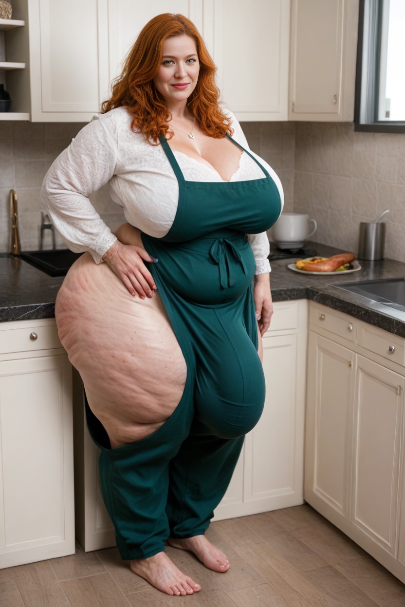 Ssbbw Gigantic Lady, Stretch Marks On Breasts, Ginger AI Porn