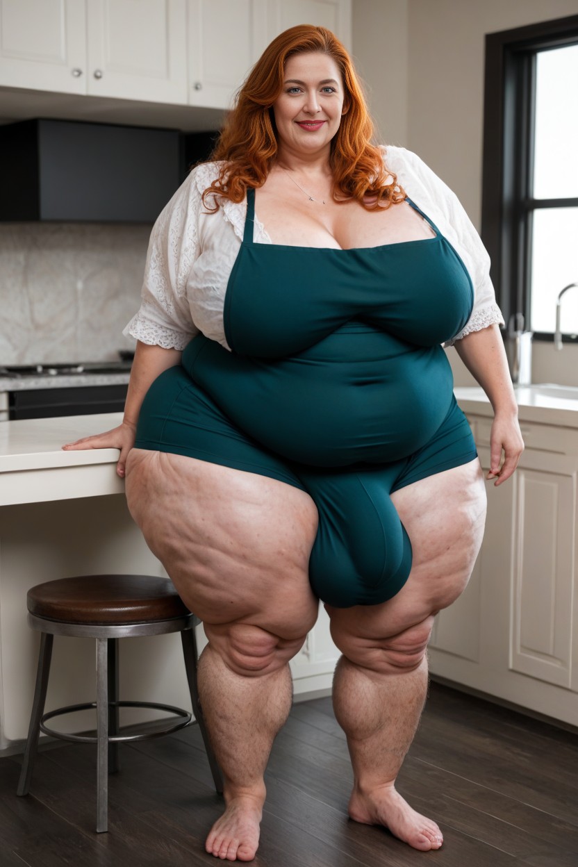 Green Apron, Futanari, Stretch Marks On Legs AI Porn