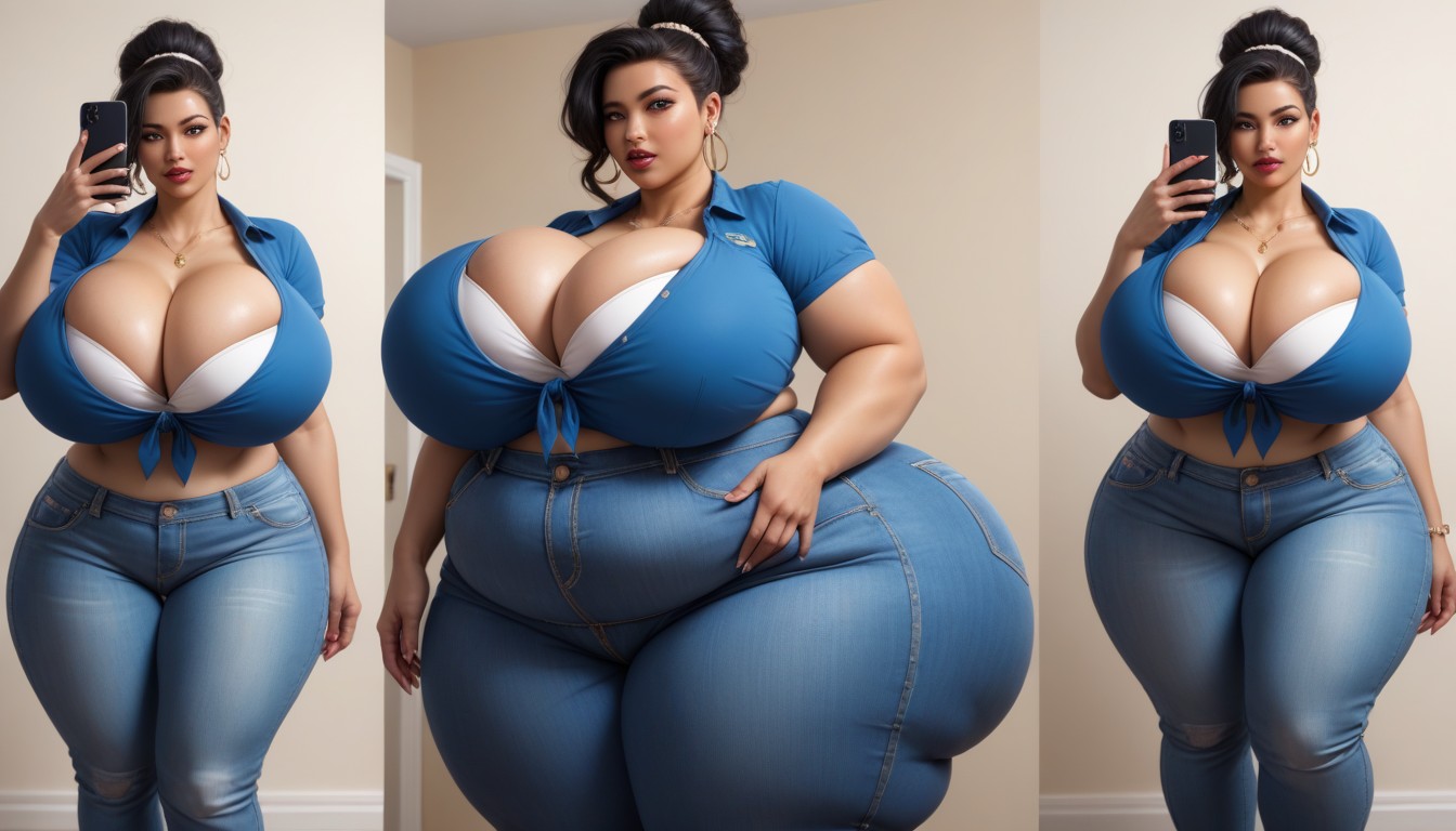 Most Hyper Ultra Mega Busty Woman Ever To Be Seen, Multiple Views, Hyper Mega Fat Ass Expansion BBW AI Porn