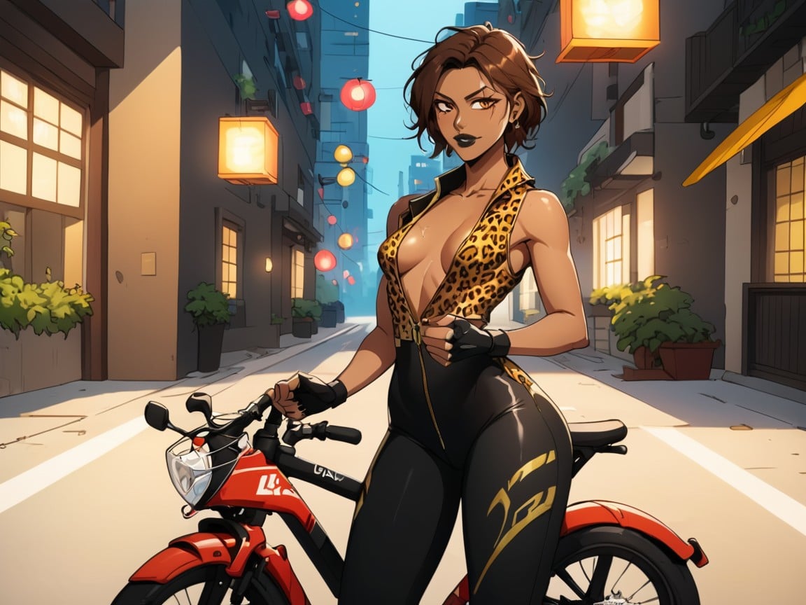 Woman Holding Leopard Print Gift Box Close To Chest, Ultra Detailed, Cinematic AI Porn