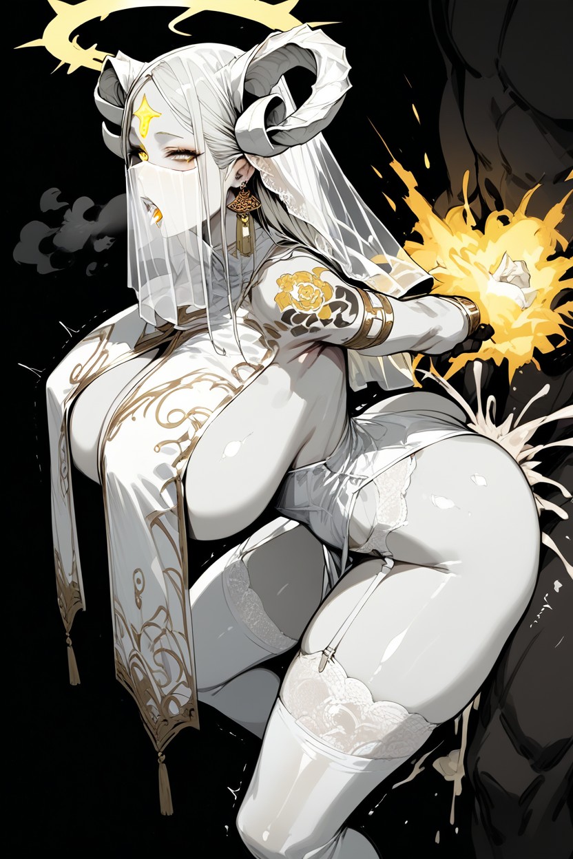 Symbol On Forehead, Fucked By Gigantic Black Penis, Gold Jewelry Hentai AI Porn