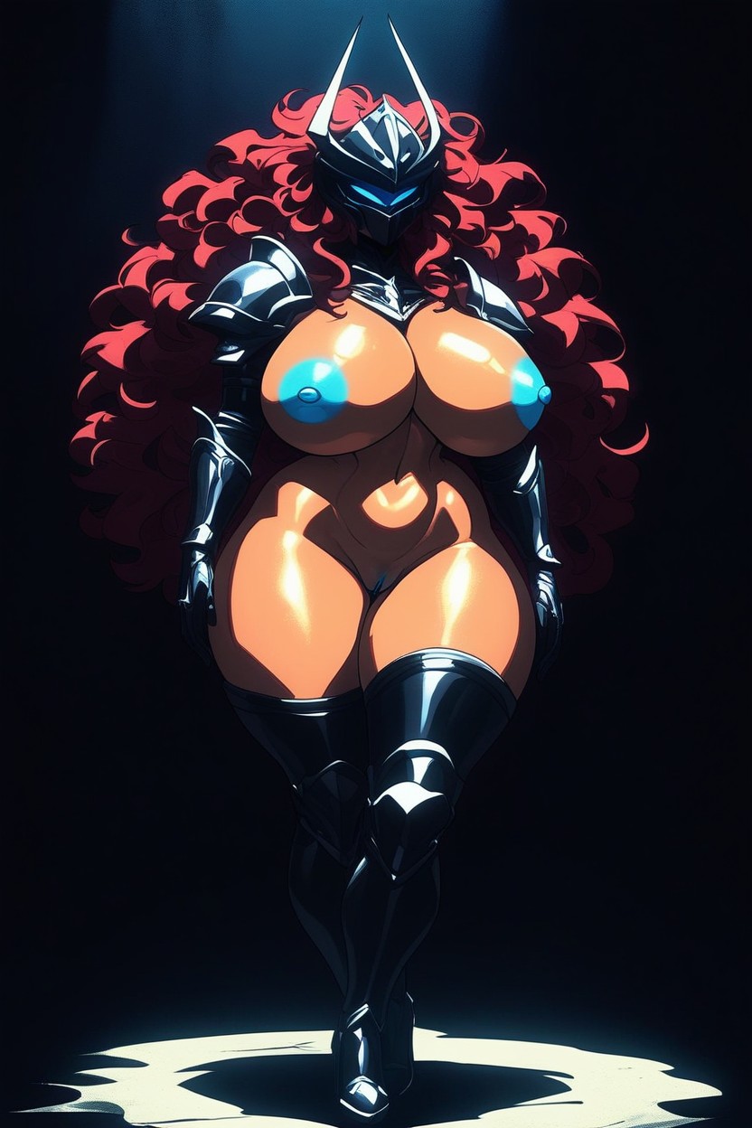 18+, Naked Breast, Black Guntlet On The Arms Furry AI Porn