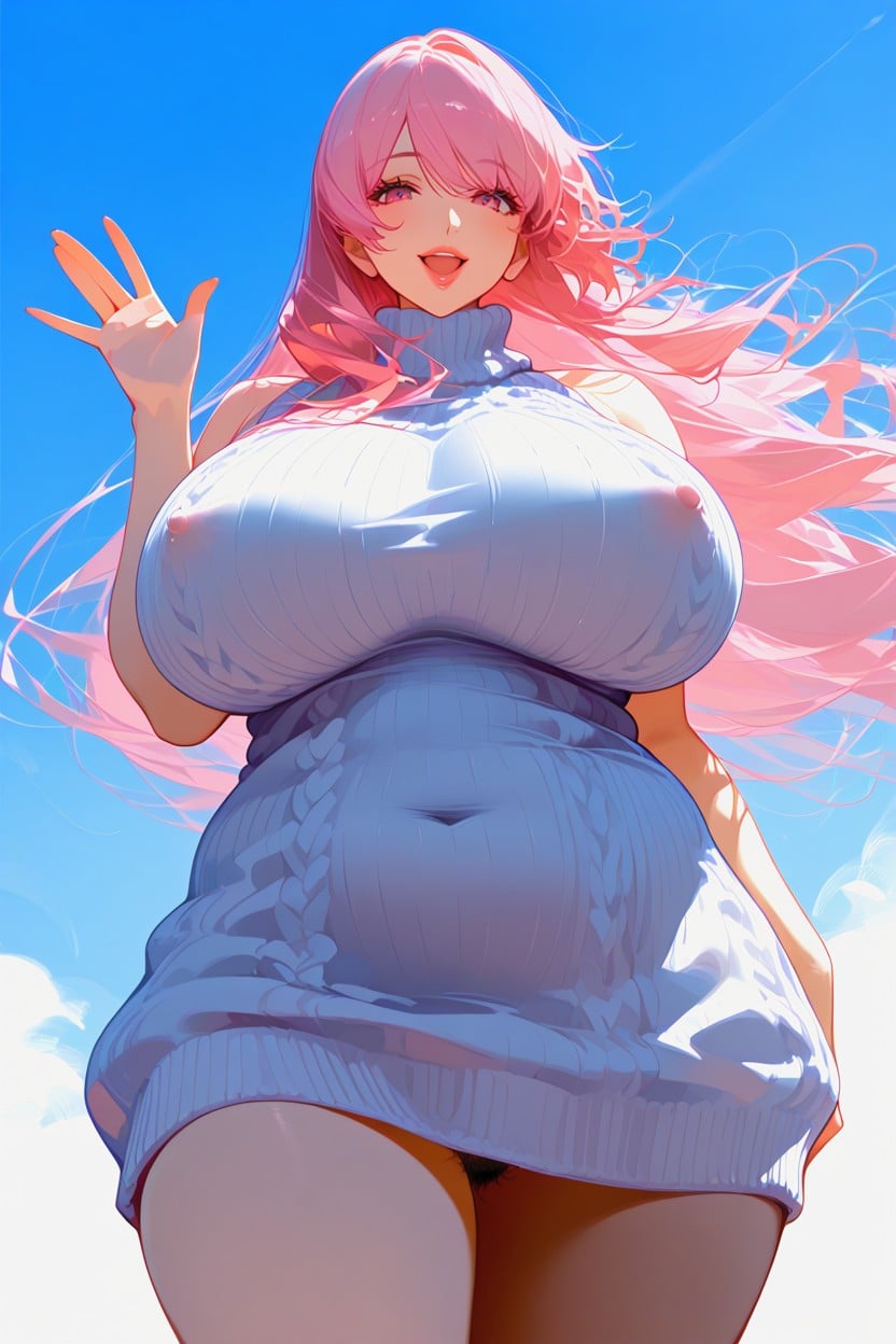 Pink Hair, Wind In Hair, Pink Hair Hentai AI Porn