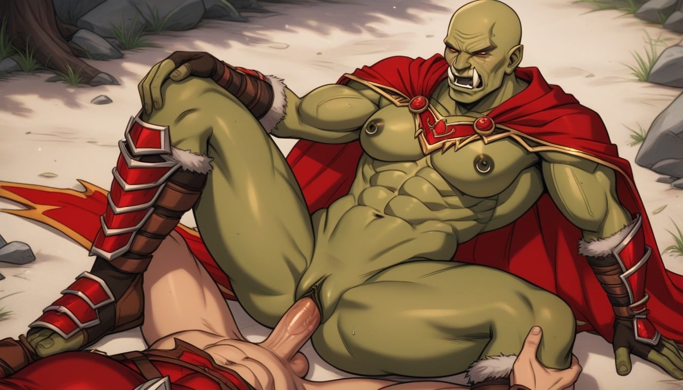 Muscular, Female Breasts, Dark Green Body Hentai AI Porn