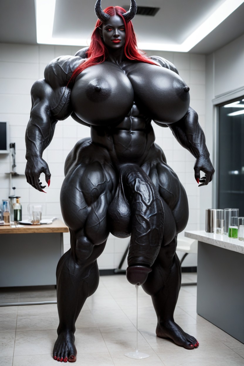 Full Body View, Giant Body, Black Cock Bigger Than Body Shemale AI Porn