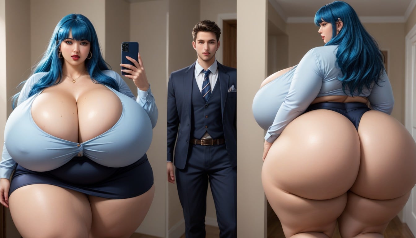 Hyper Mega Fat Ass Expansion, Fat Gothic, Cleavage BBW AI Porn