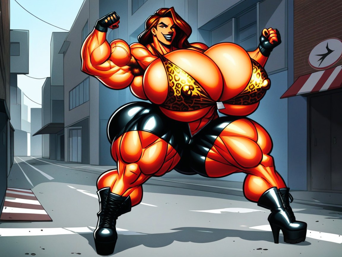 Huge Lats, Evil Grin, Low Chest Width Hentai AI Porn