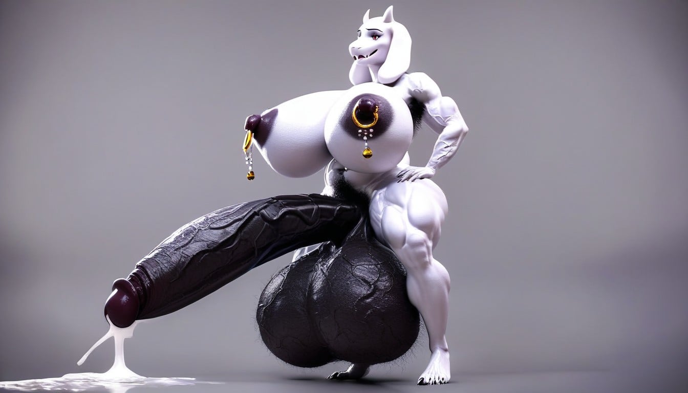 Impossibly Long Hyper Penis, Long Nipples, Toriel From Undertale Furry AI Porn