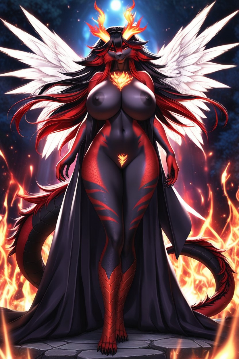 Red Dragon Scales, 25+, Utsuho Reiuji And Phoenix Fusion Furry AI Porn