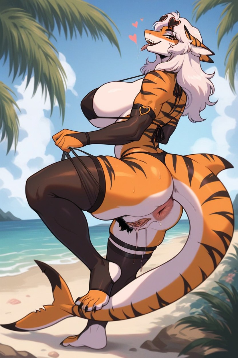 Massive Ass, Bikini, Motion Lines Furry AI Porn