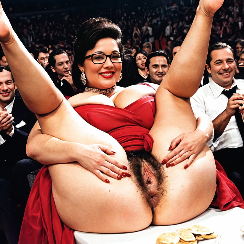 Extreme Hyper Spreading Ass, Record Cover, Opened Magnificent Elegant Red Dress AI Porn