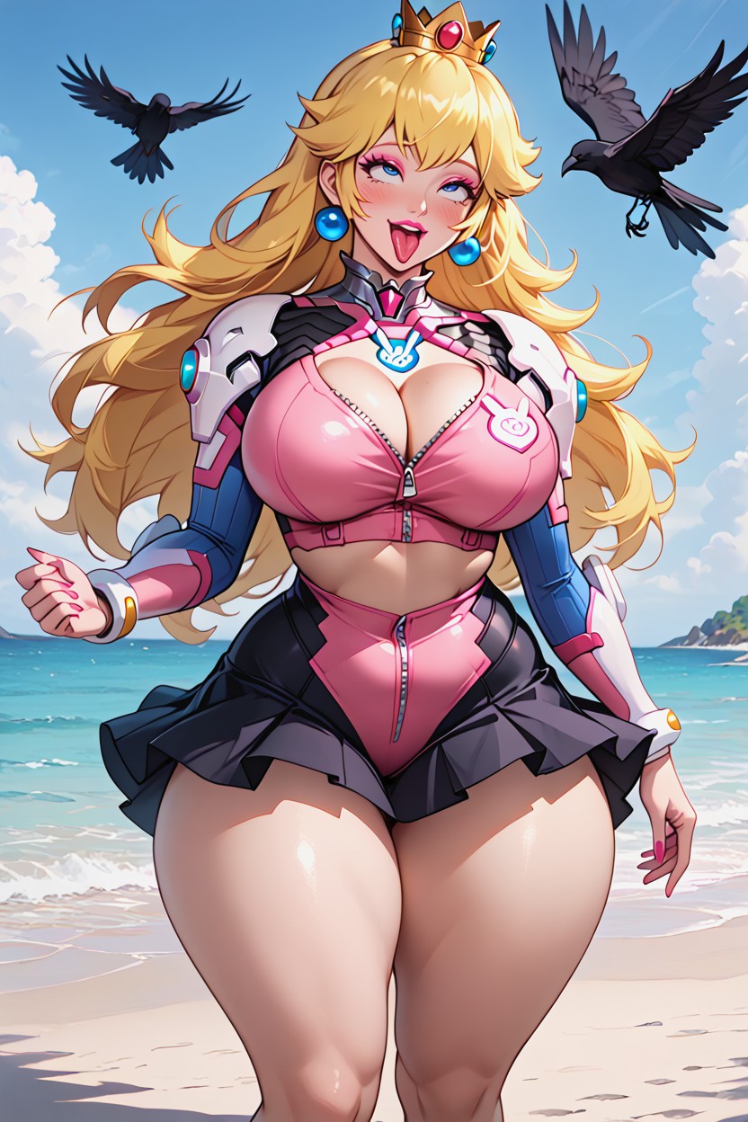 Open Legs, Blue Eyes Pink Lipstick, Perfect Face Hentai AI Porn