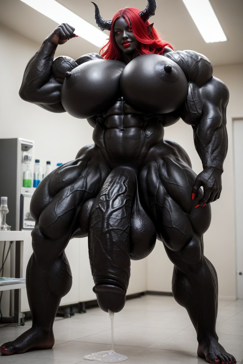 Giantess, Hyper Black Balls, Red Nail ニューハーフAIポルノ