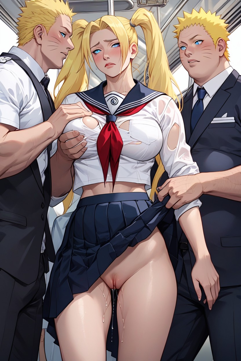 Train Background, Her Skirt Is Lifted, Her Ass Is Fondled Hentai AI Porn