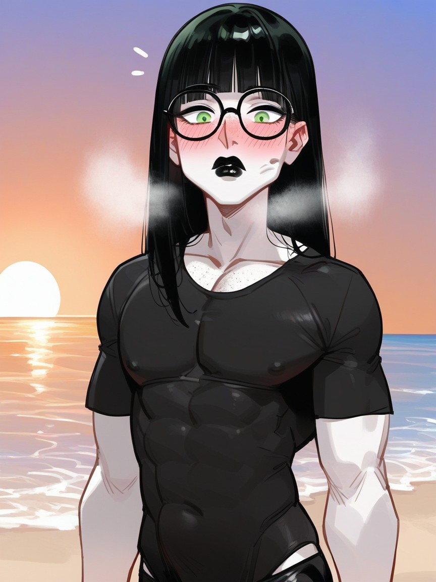 Standing, Blush, Blunt Bangs Hentai AI Porn