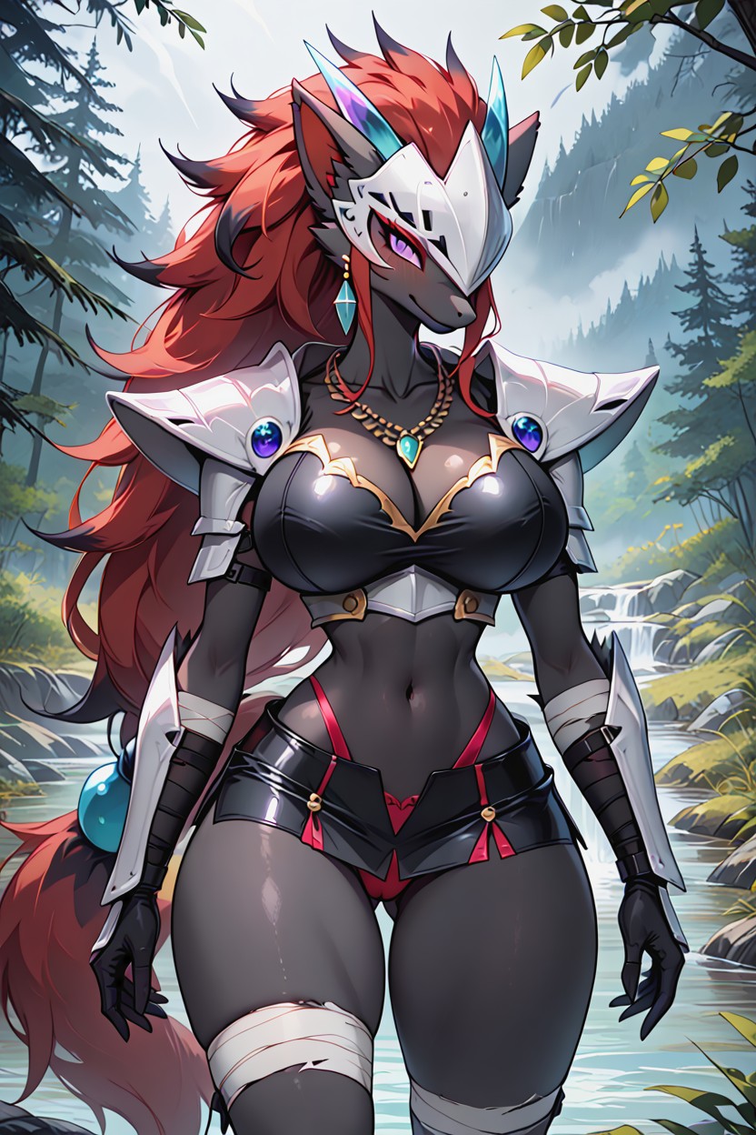 Armored Skirt, Fluffy Tail, Torn Clothes Furry AI Porn