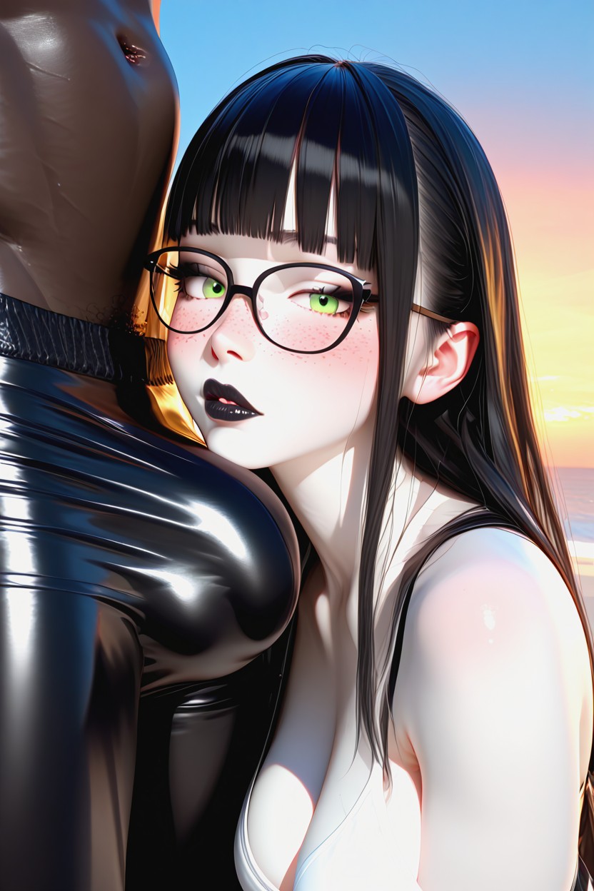 Vibrant Green Eyes, Face Focus, Female Hentai AI Porn