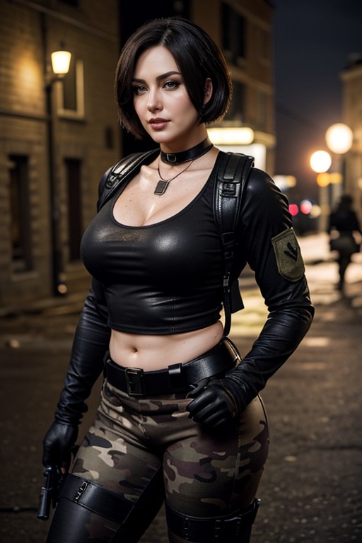 Holding Gun, Choker, Crossdresser AI Porn