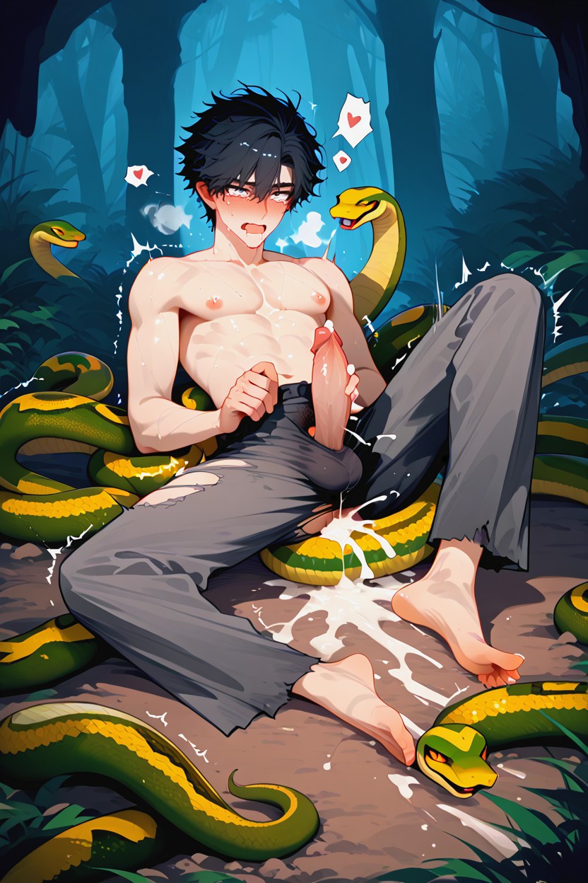 Snakes Groping, Full Body, Teary Eyes AI Gay Porn