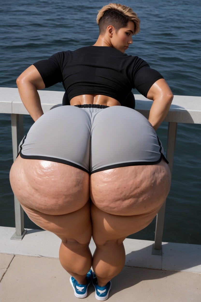 Extremely Muscular, Full Body View, Focus On Sexy Waist AI Porn
