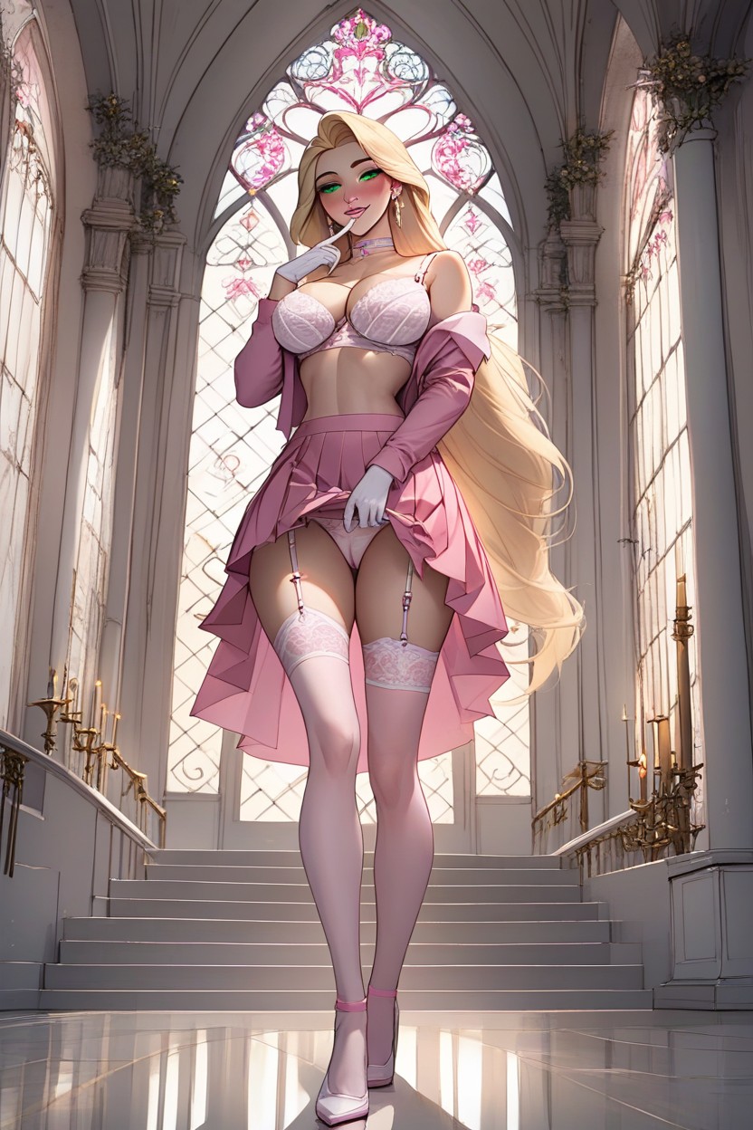 Hourglass, Off Shoulder, Green Eyes Hentai AI Porn