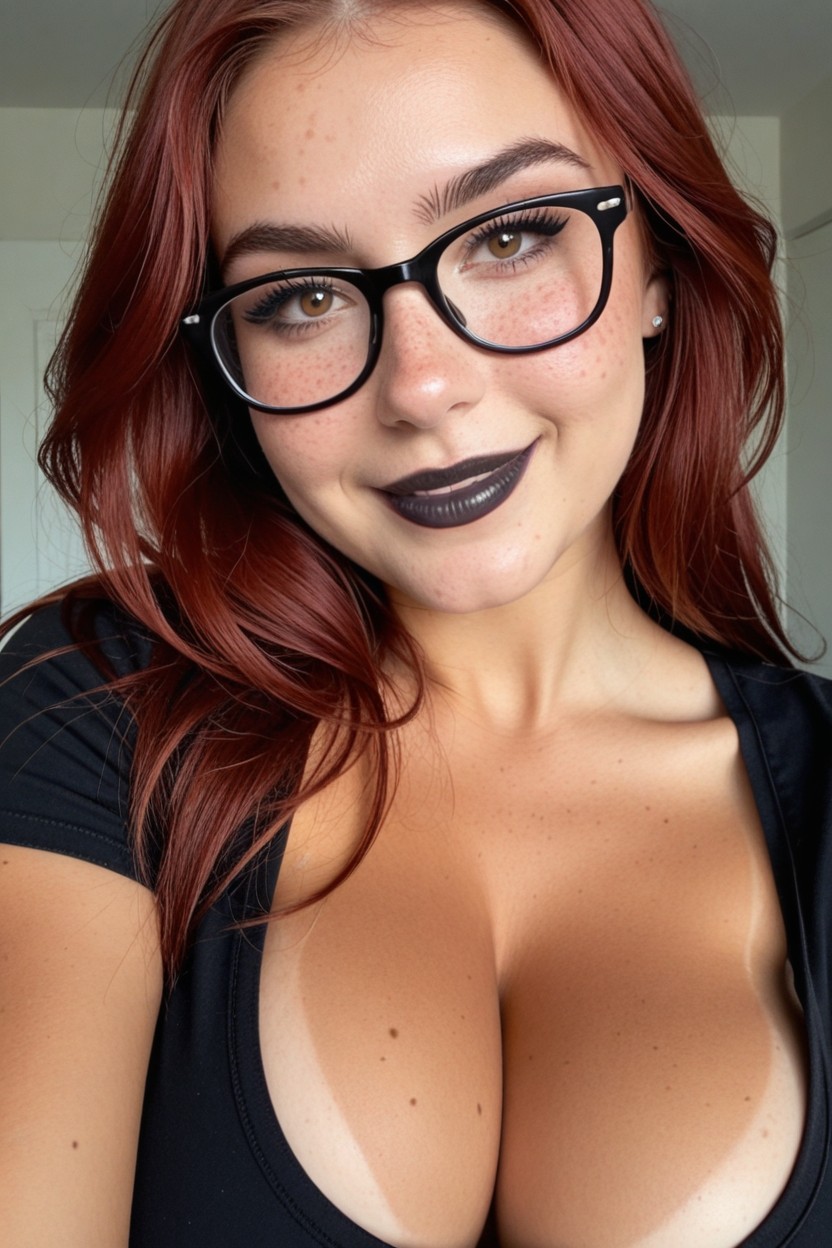 Eye Contact With Viewer, Hazel Brown Eyes, Bangs AI Porn