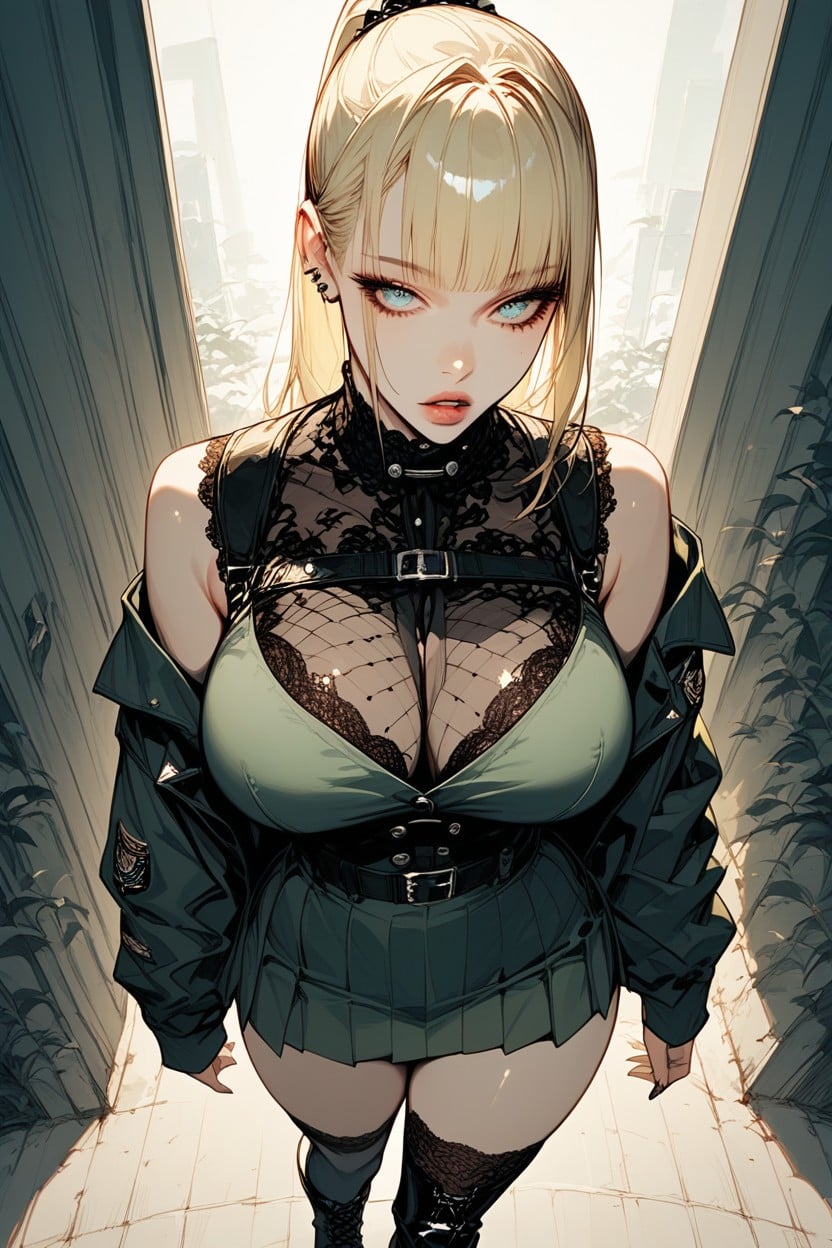 Pussy Peek, Wide Eyes, Goth Hentai AI Porn