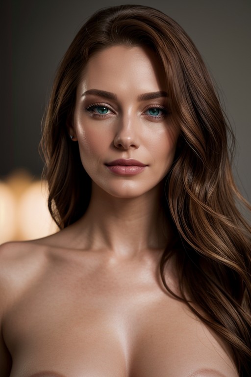 High Cheekbones Highlighted By Soft Studio Lighting, Sensual Adult-glam Styling, Flawless Fair Skin AI Porn