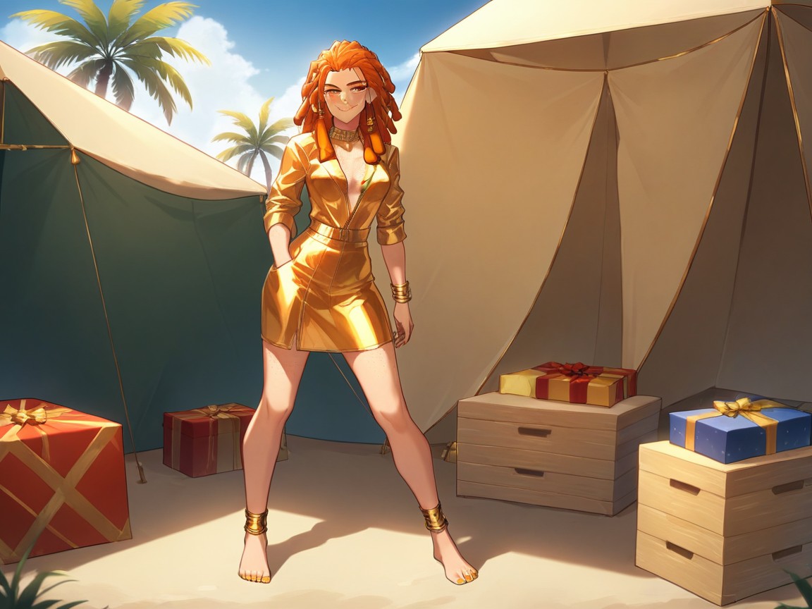Low Torso Height, One Woman, Palm Trees Hentai AI Porn