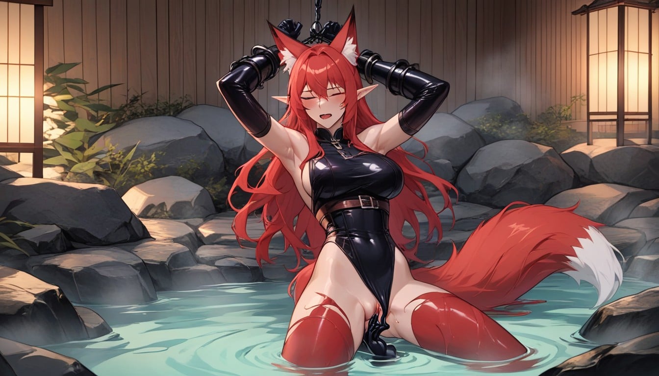 18+, Onsen, Fingering Pussy With A Goo And Gelatinous's Hand AI Porn