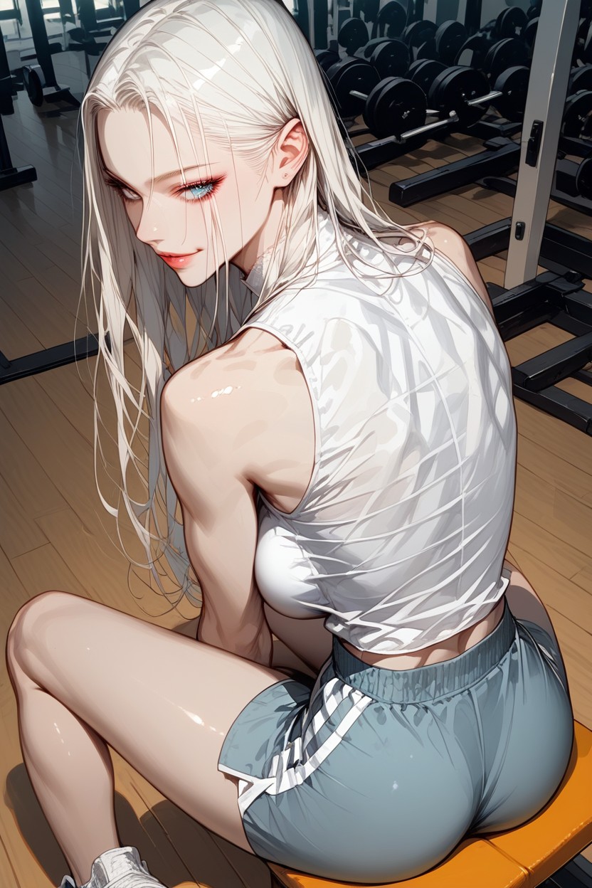 Gym, Perfect Skin, Loose Gym Shorts Hentai AI Porn