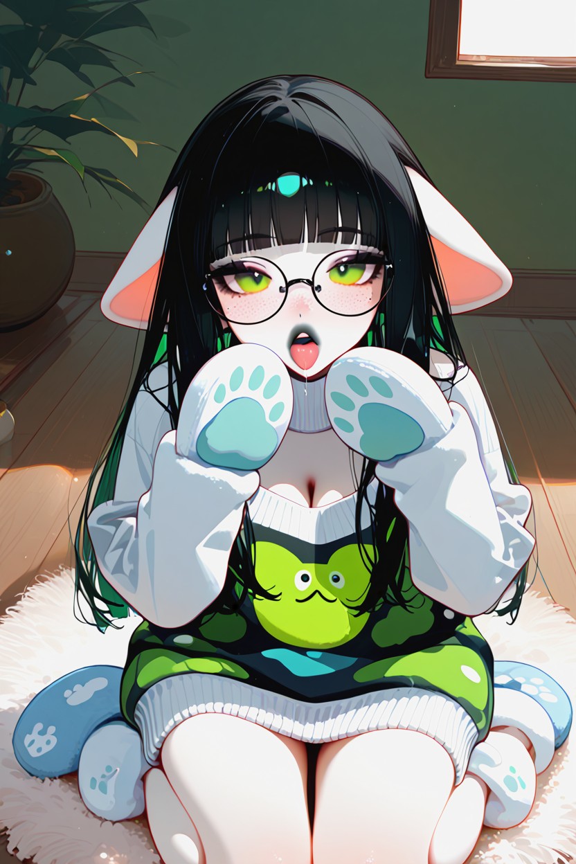 Wood Floor, Eyes Half Closed, Front View Hentai AI Porn