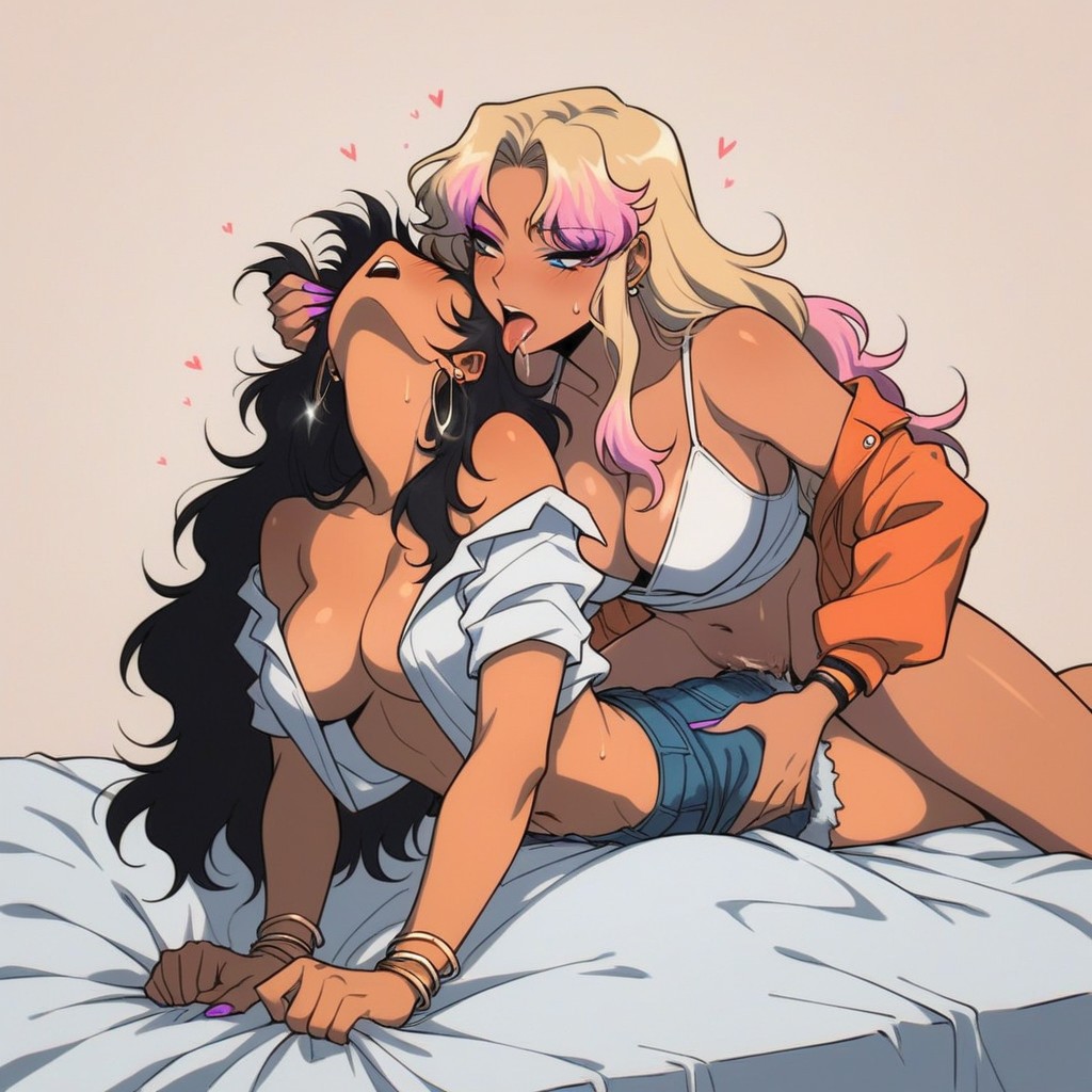 Character Futanari Gyaru, Head Pulled Back, Navel Is Exposed Hentai AI Porn