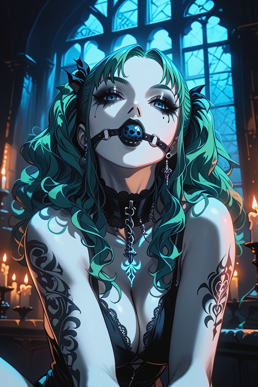 Tattoos, Ultra Detailed, Dark Dungeon Background Hentai AI Porn