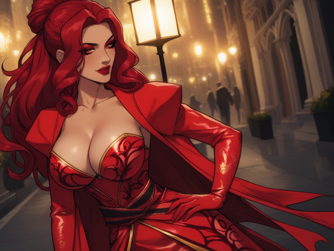 Woman Holding Crimson Gift Box Close To Chest, Modern Setting, Wide Chest Latina AI Porn