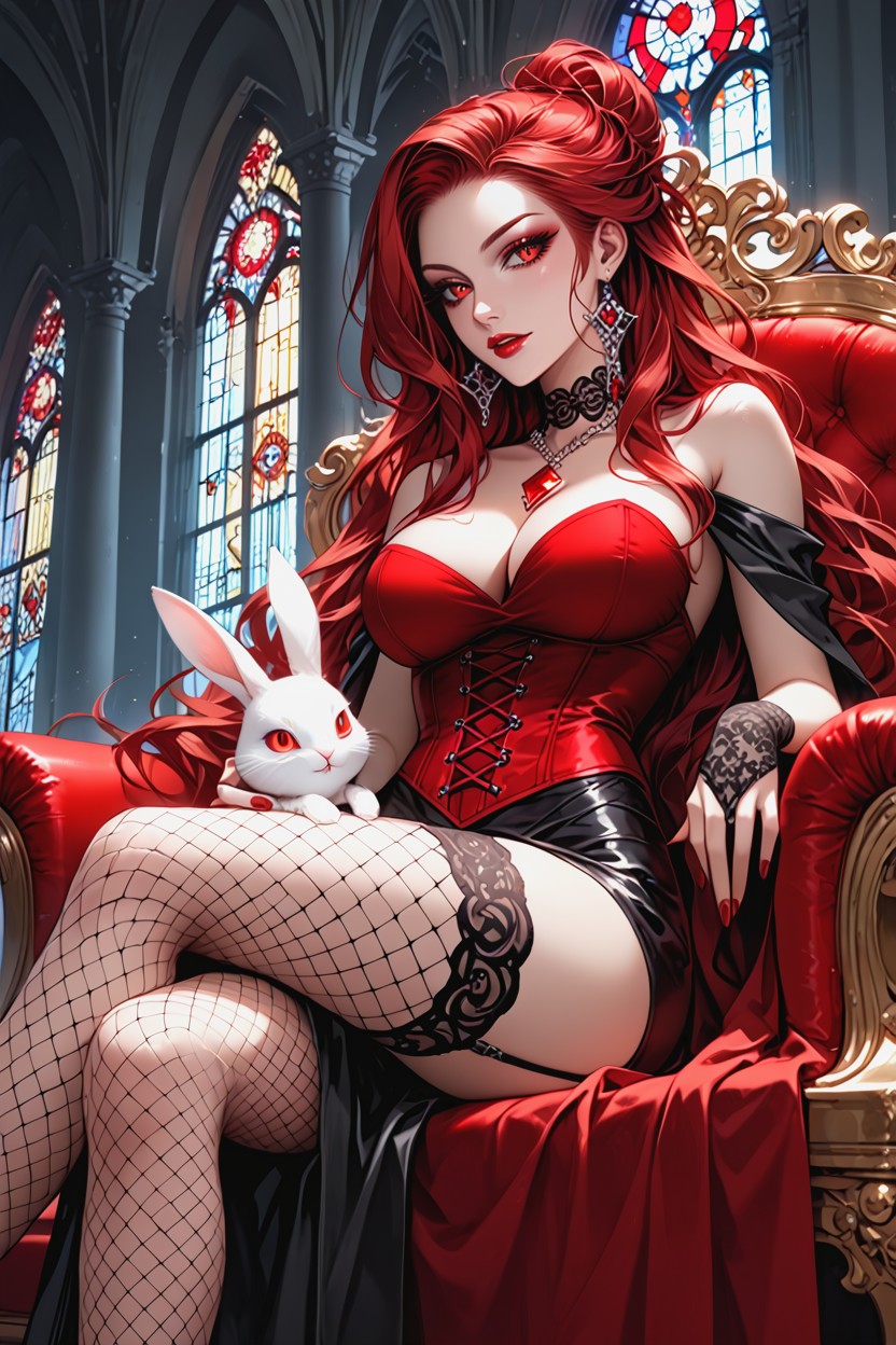 Sensual Gothic Aristocratic Elegance, Wide Angle, Jewel Choker Hentai AI Porn