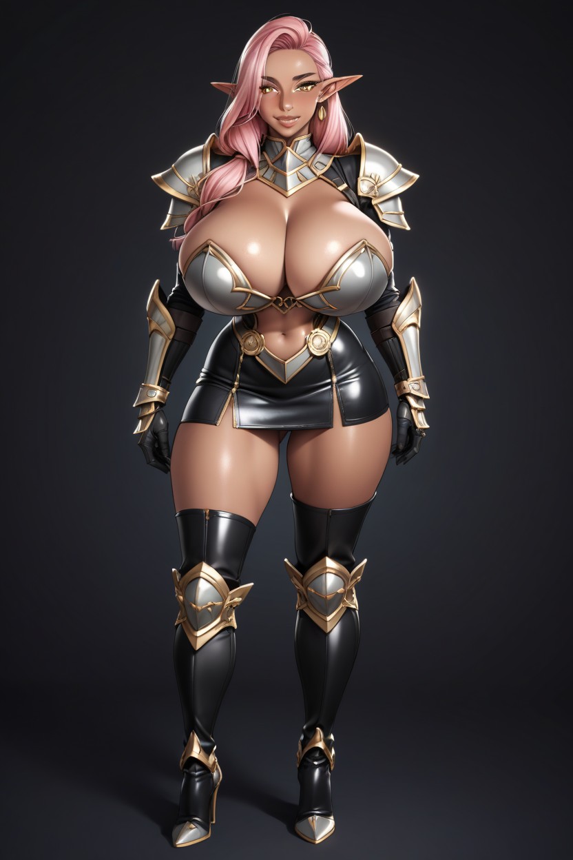 Horny, Armored Platform High Heeled Boots, Gold Eyes Hentai AI Porn