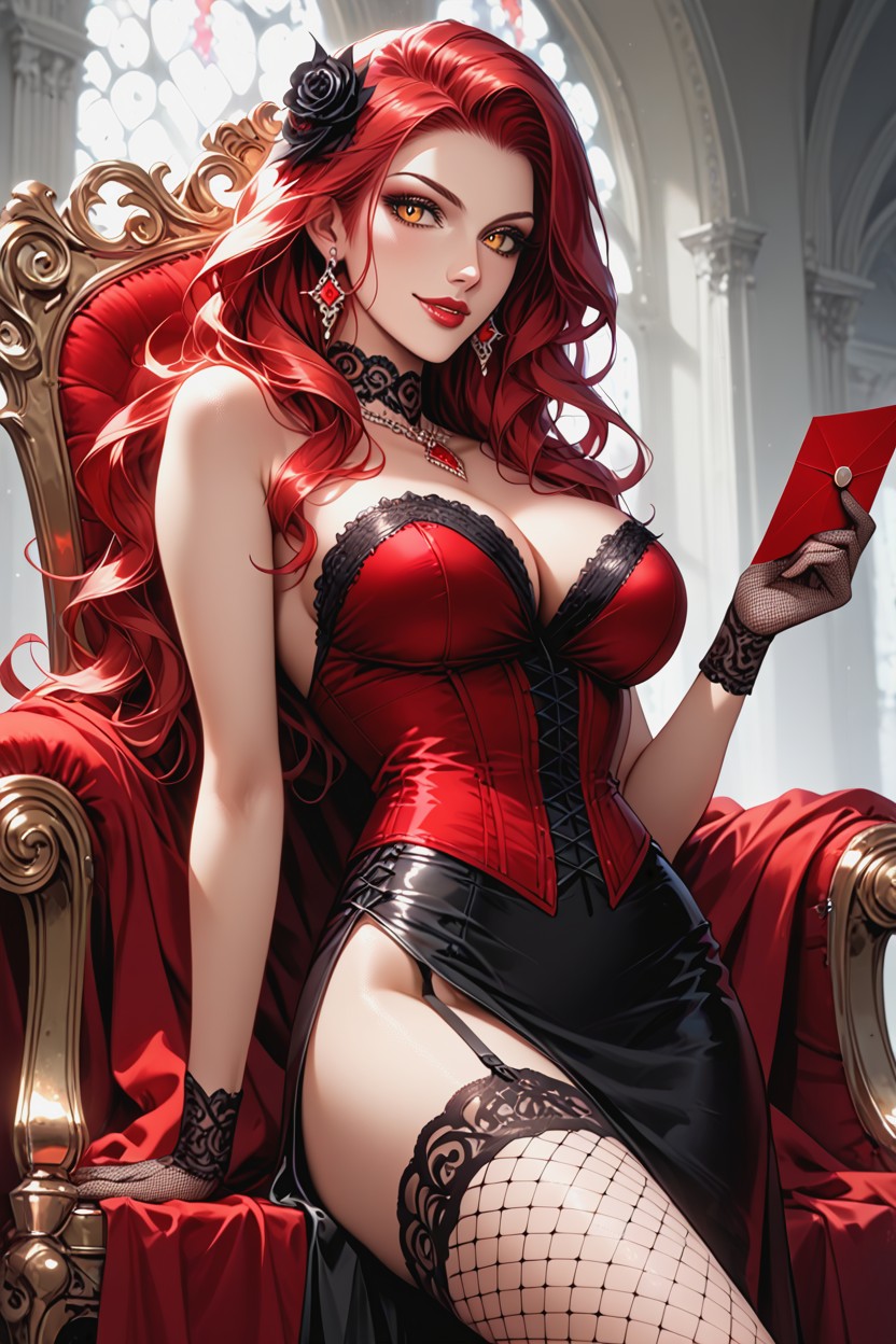 Amber Eyes, Bust Shot, Beautiful Detailed Female Vampire Hentai AI Porn