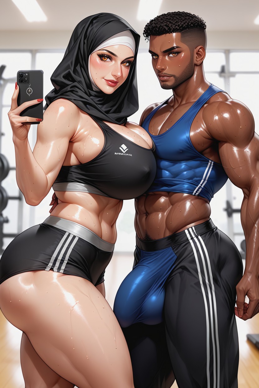 Tribal Women Doing Gym Workout, Gym, Husband Wife Doing Gym Workout Hentai AI Porn