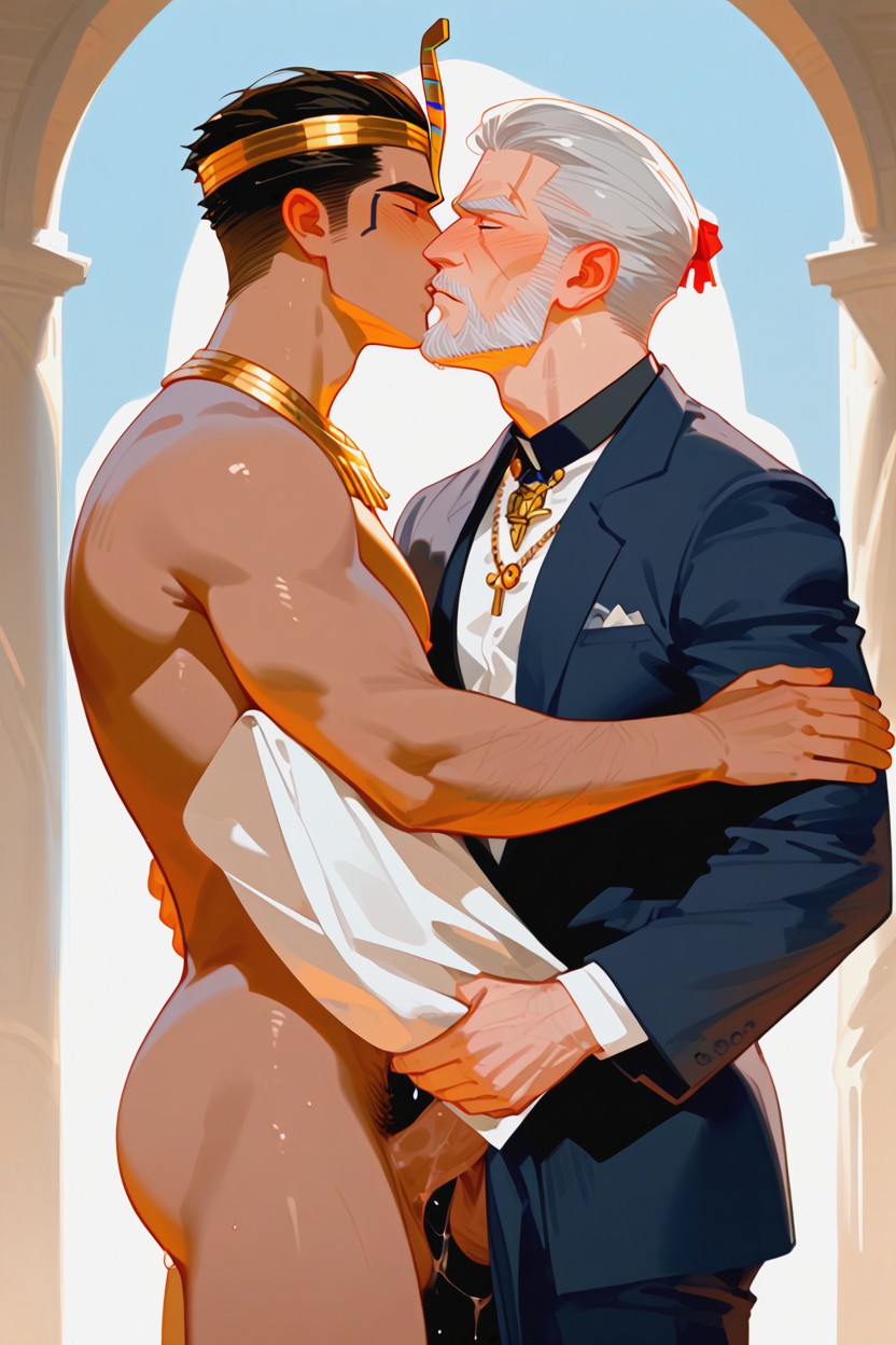 Jewelry Necklace, Masculine Face Only, Gay Sex 게이 AI 포르노