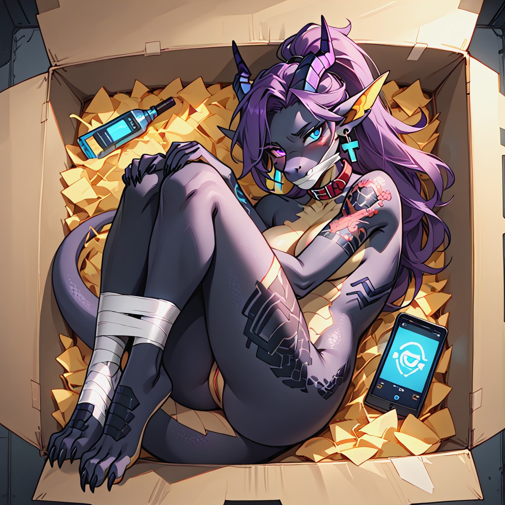Hourglass Figure, Ender Dragon, Purple Hair Furry AI Porn