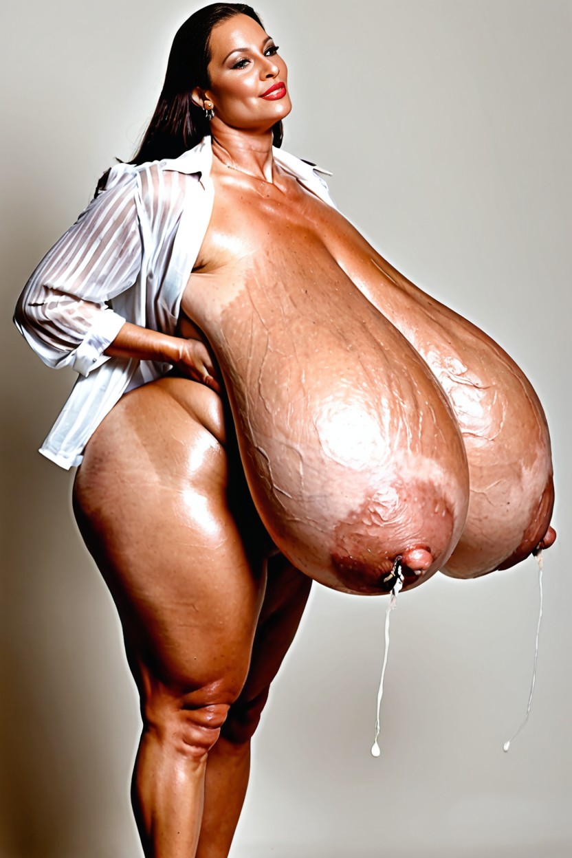 Long Nipples, Long Nipples, Breasts Bigger Than Torso AI Porn