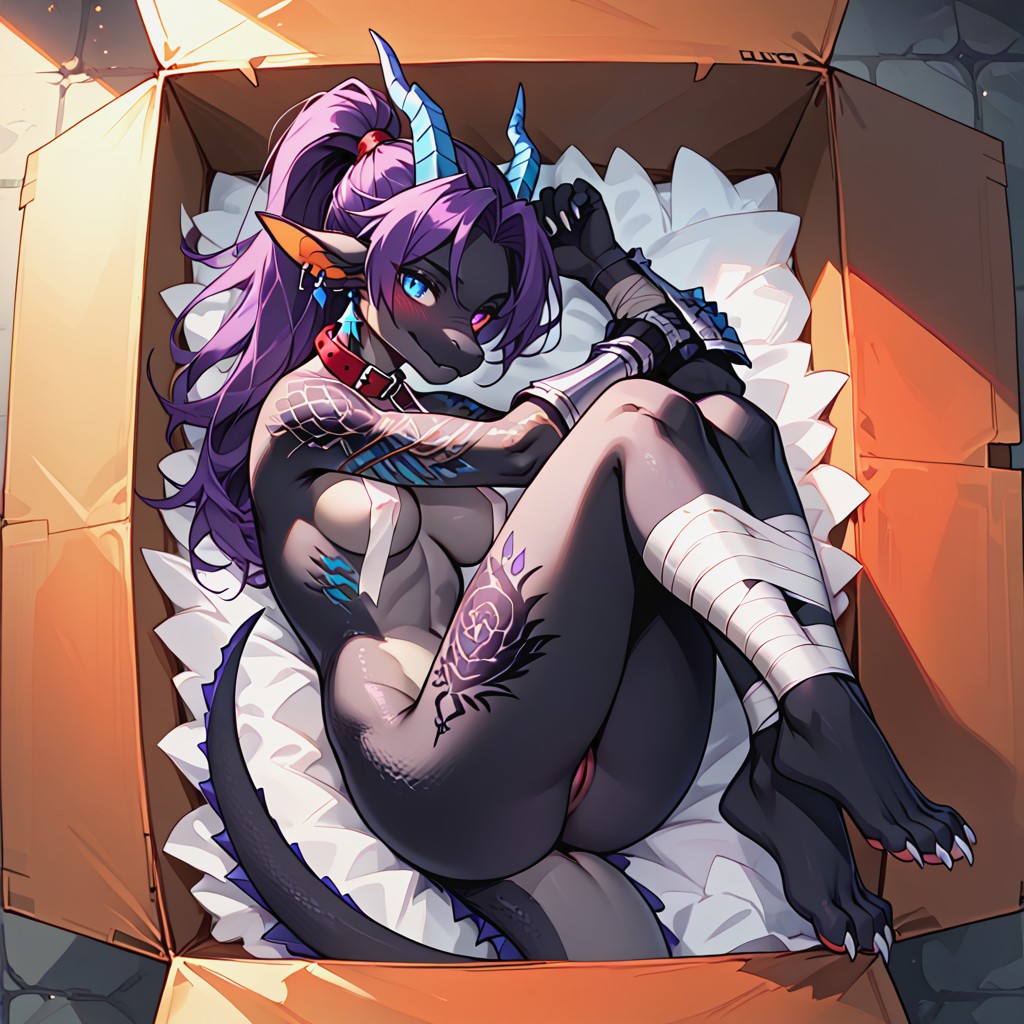Firm Medium Ass, The Tattoos Glow Purple And Blue, Shyness Furry AI Porn