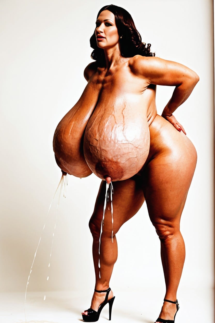 Super Hyper Gigantic Huge Massive Saggy Tits, Lactating, Hyper Breasts AI Porn