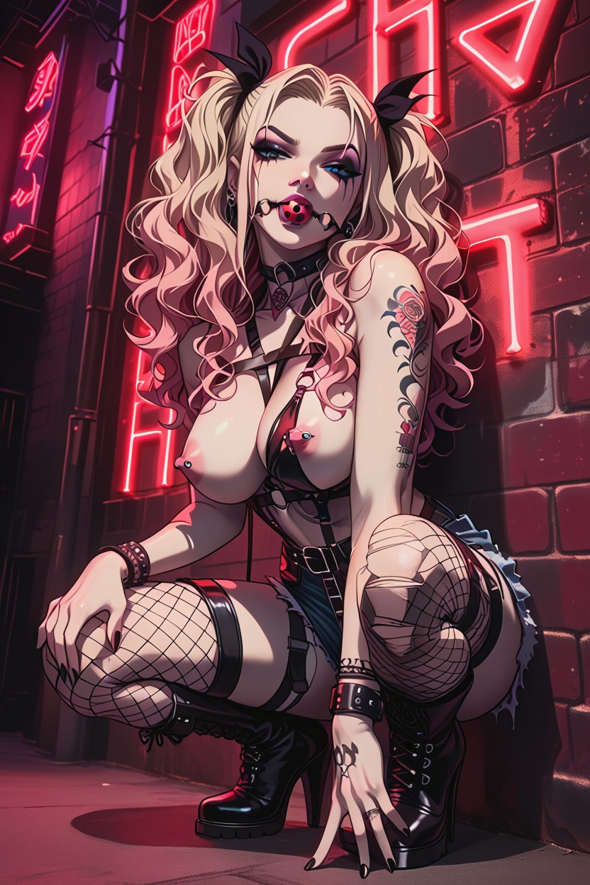 Pink Lips, Wild Messy Hair, Juliette Vampire Woman Hentai AI Porn